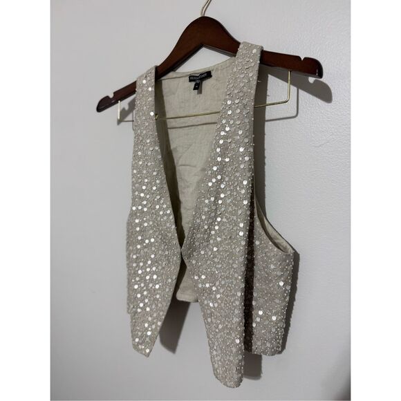 Eileen Fisher MATKA Sequin Encrusted Silk Vest Women Womens Size M Luxury Night - Picture 4 of 13
